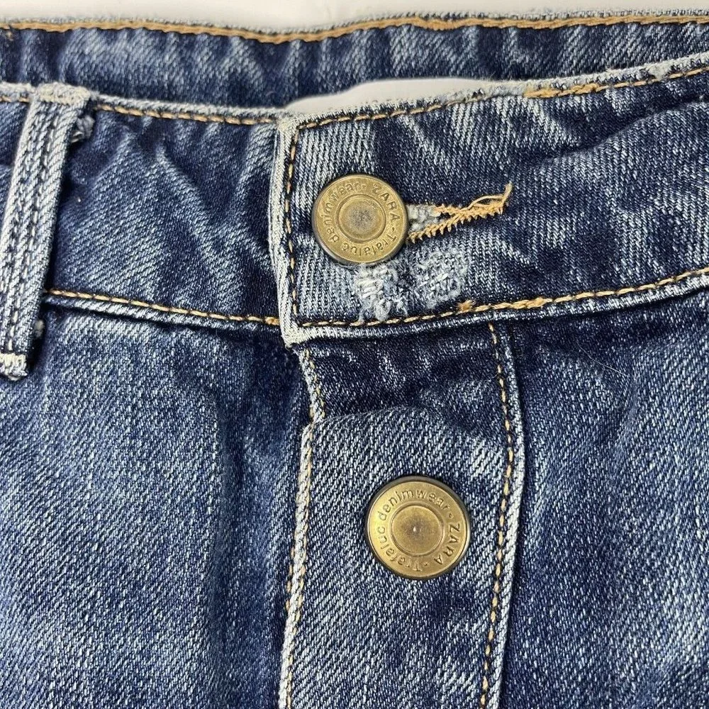 Zara Trafaluc Denim Skirt Womens Size Medium‎ Button Up Y2K 90's Cutoff